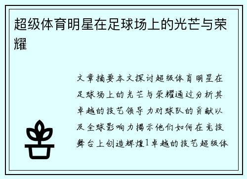 超级体育明星在足球场上的光芒与荣耀